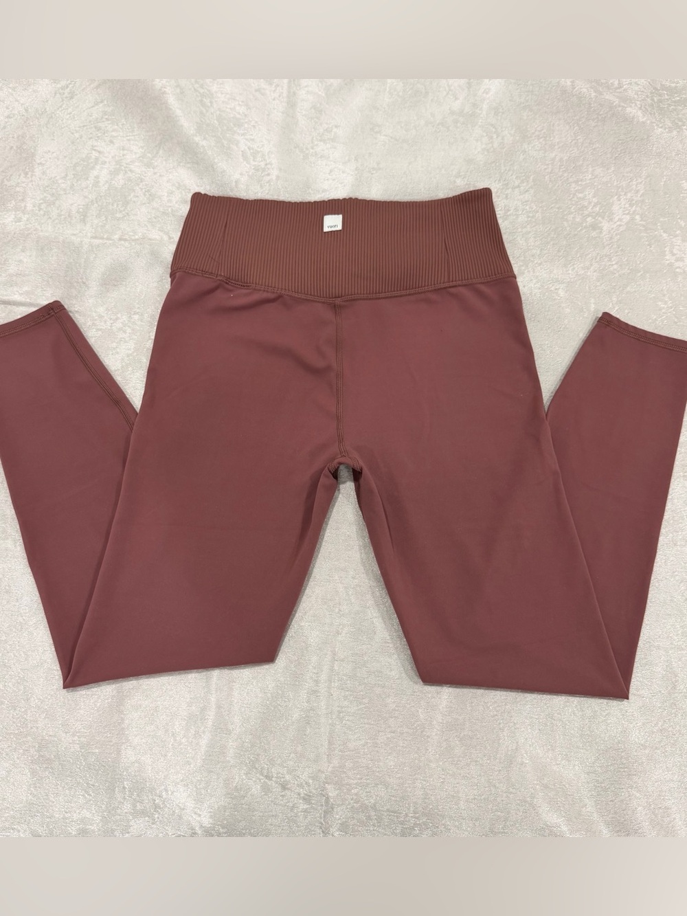 Vuori Brown High-Waist Ribbed Waistband Leggings